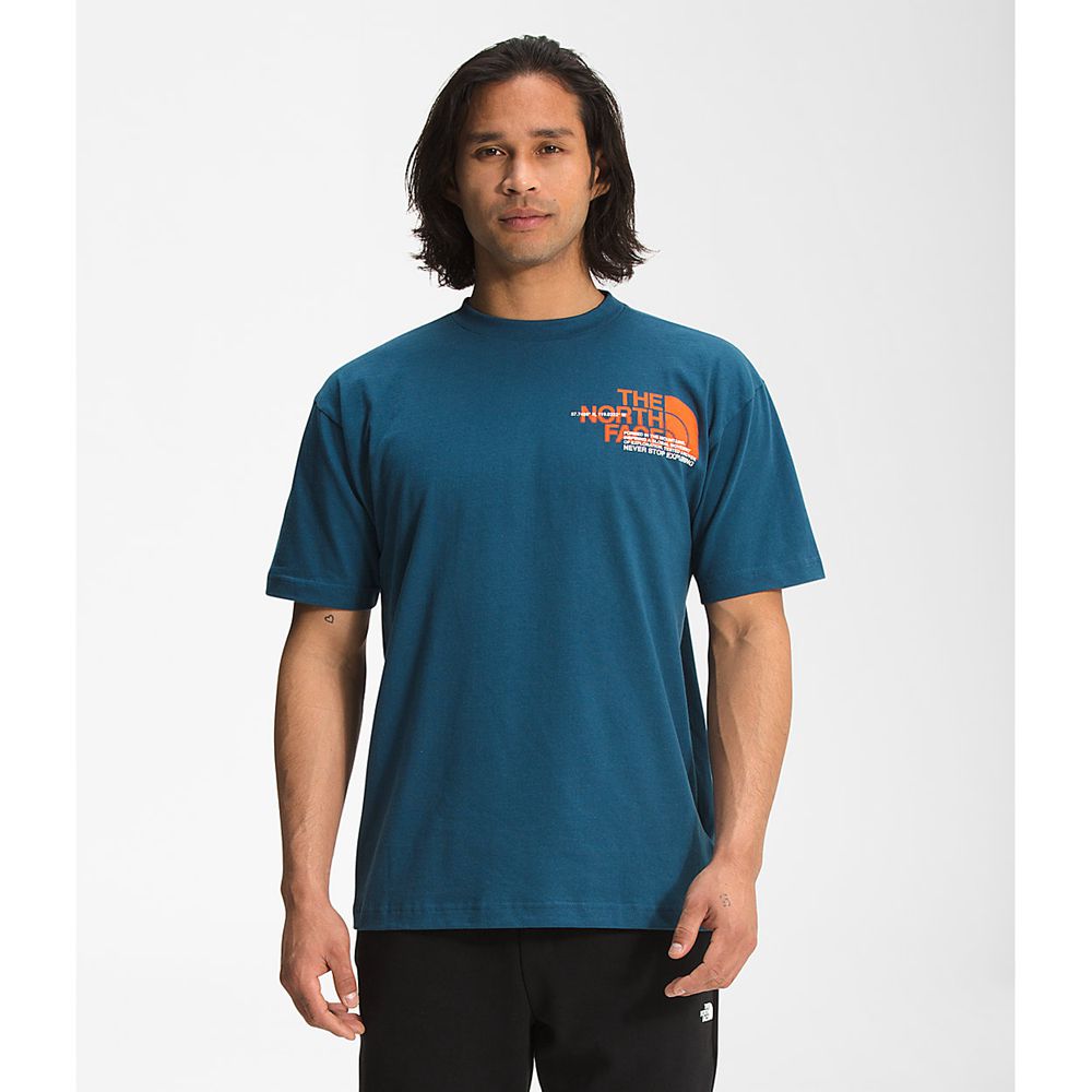 The North Face T-Shirts Mens Australia - The North Face Coordinates Short Sleeve Blue (VGK-296014)